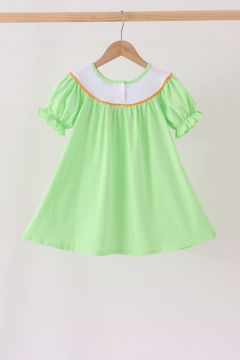 Green Jack-O-Lantern embroidery dress