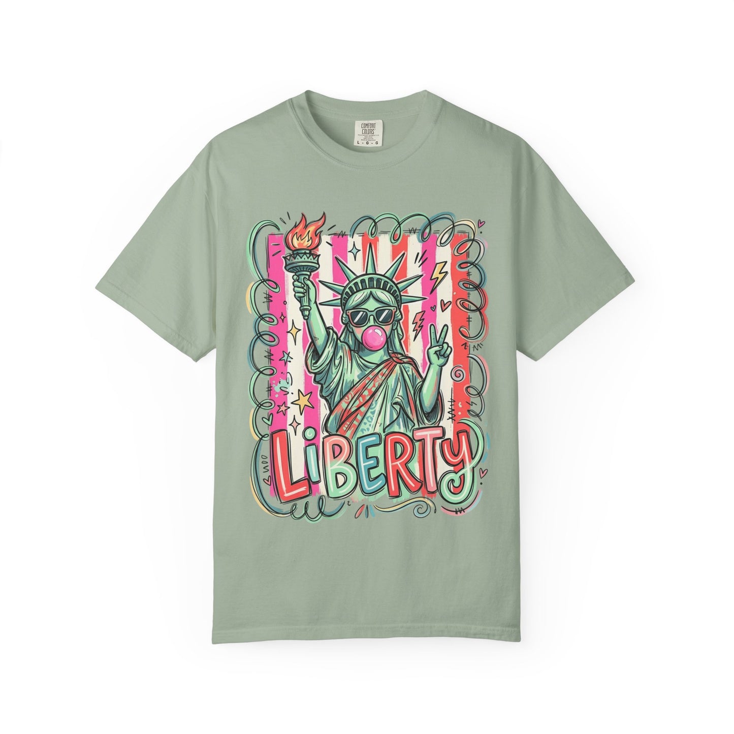 Liberty Statue Graphic T-Shirt — Retro Pop Art Statue of Liberty Design