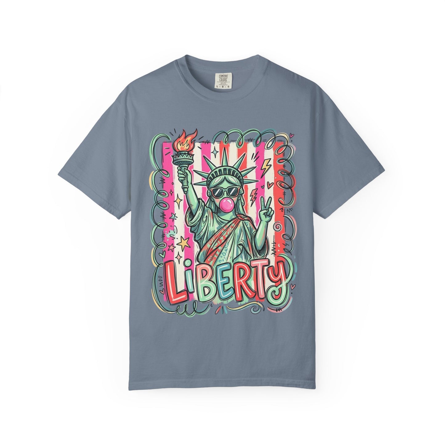 Liberty Statue Graphic T-Shirt — Retro Pop Art Statue of Liberty Design