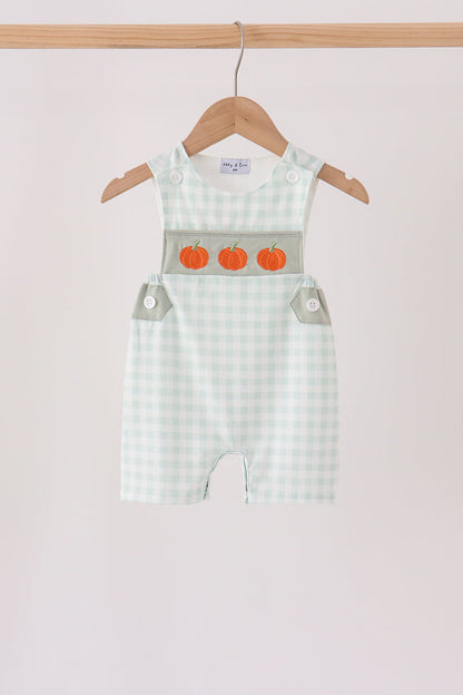 Sage pumpkin embroidery gingham jon jon