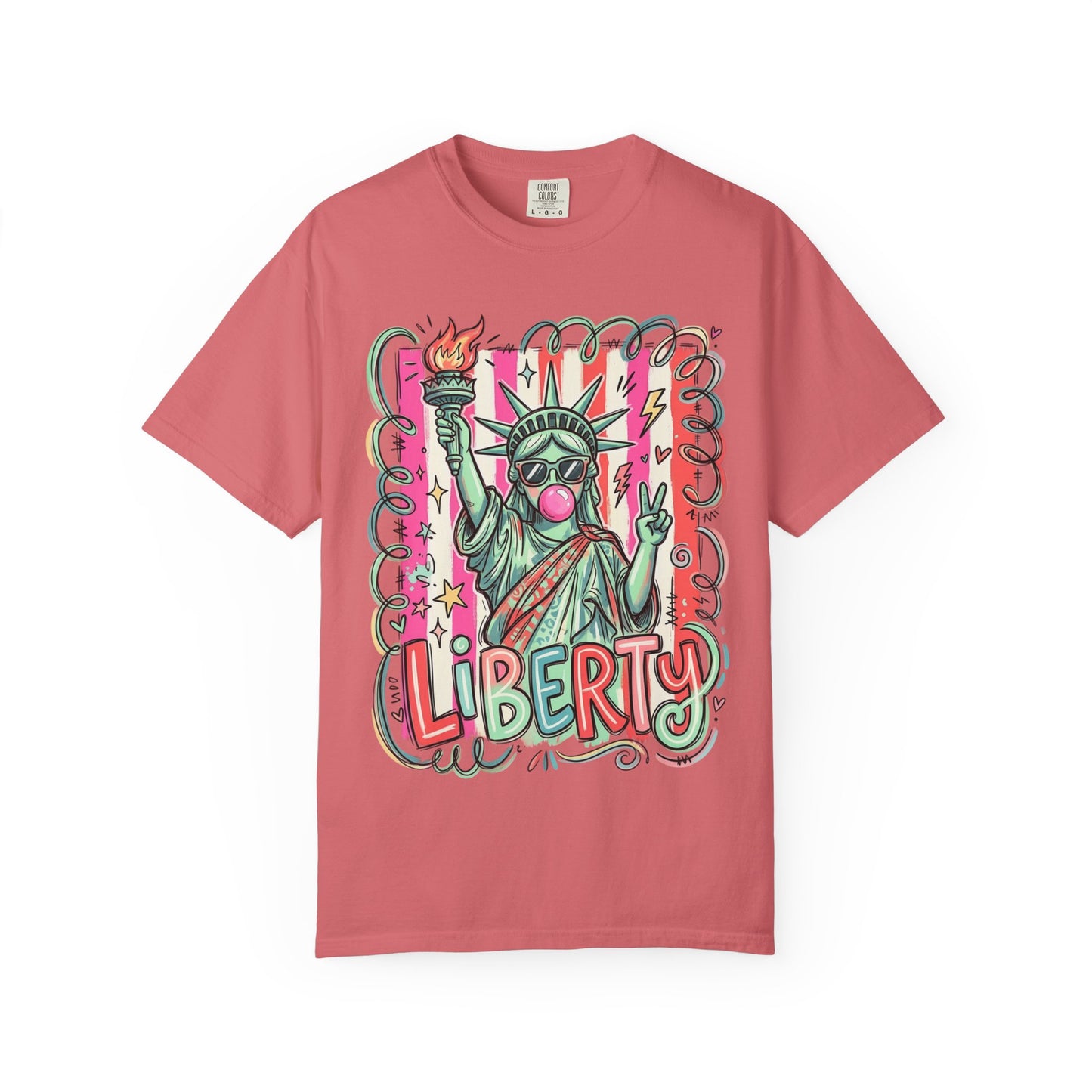 Liberty Statue Graphic T-Shirt — Retro Pop Art Statue of Liberty Design