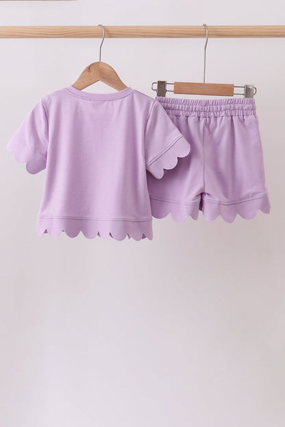 Lavender scalloped mom&me shorts set