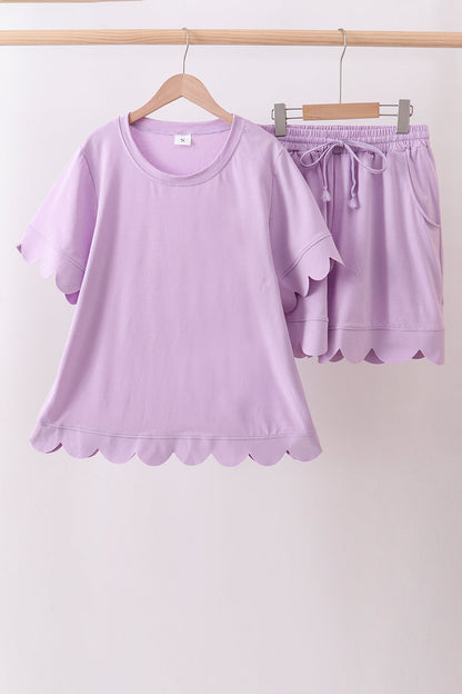 Lavender scalloped mom&me shorts set