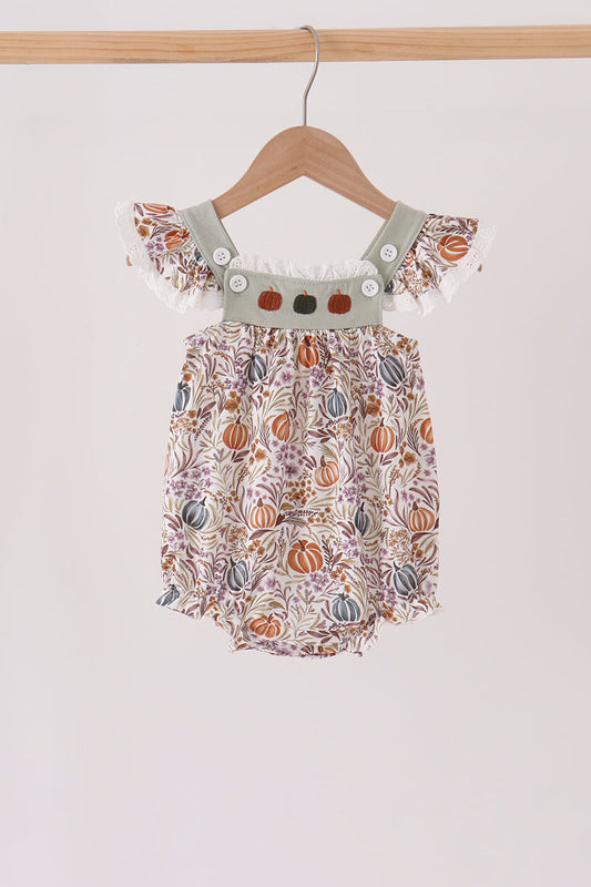 Pumpkin Embroidery Ruffle Bubble