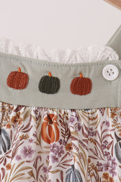Pumpkin Embroidery Ruffle Bubble