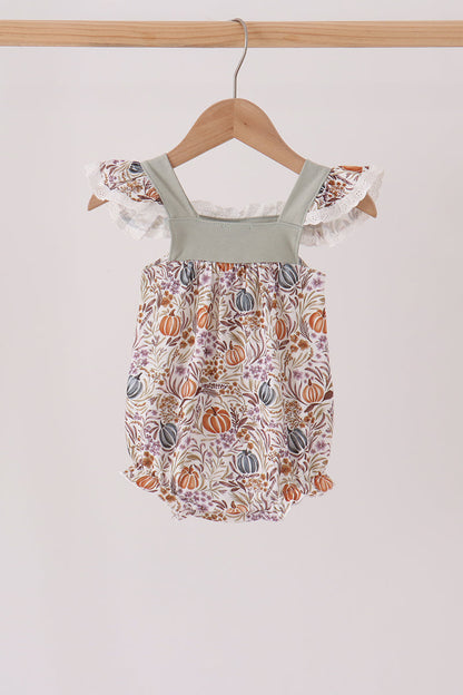 Pumpkin Embroidery Ruffle Bubble