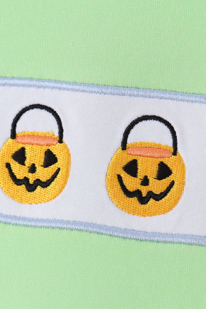 Green Jack-O-Lantern embroidery top