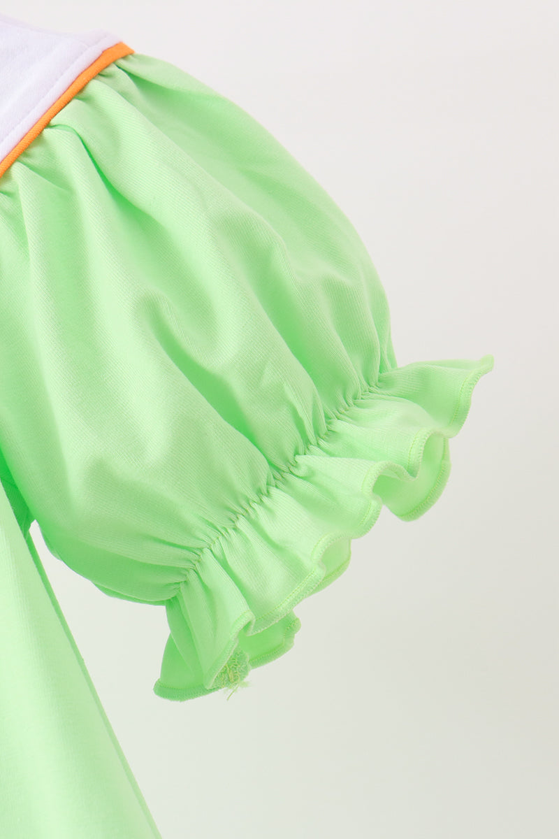 Green Jack-O-Lantern embroidery dress