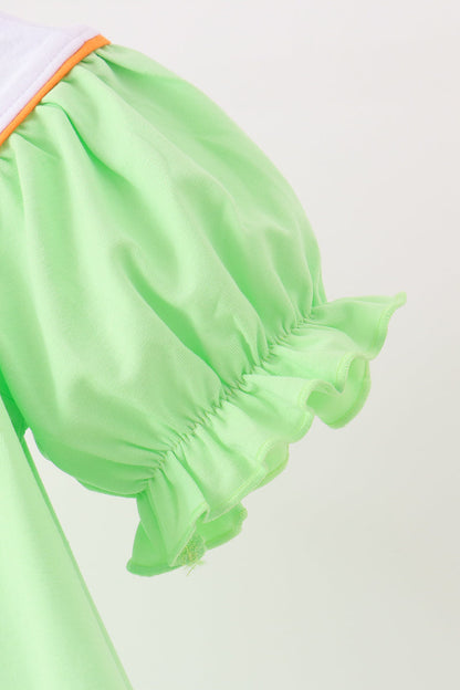 Green Jack-O-Lantern embroidery dress