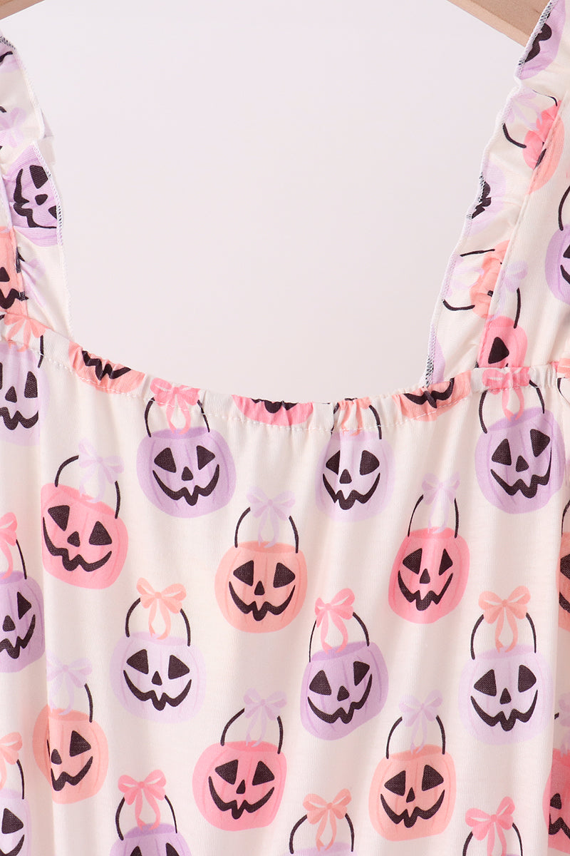 Jack-O-Lantern print tiered mom dress