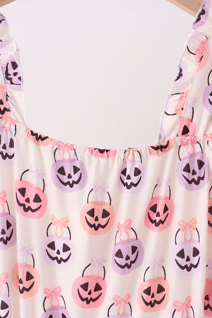 Jack-O-Lantern print tiered mom dress