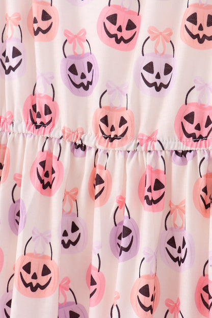 Jack-O-Lantern print tiered mom dress